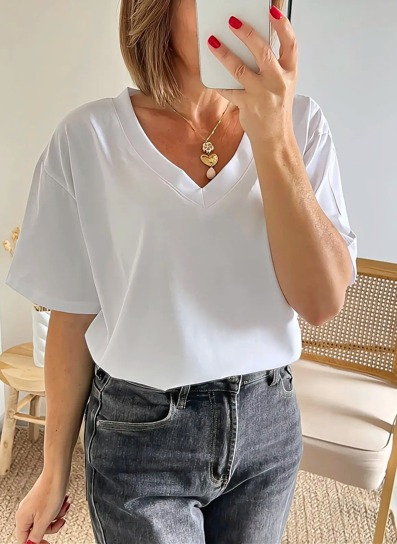 tee-shirt en coton blanc femme Evan