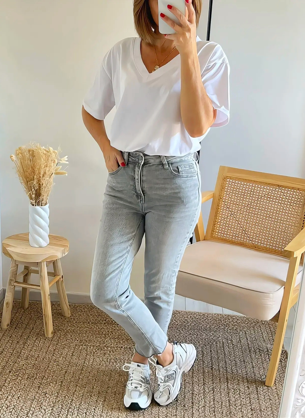 jean casual Basile gris clair