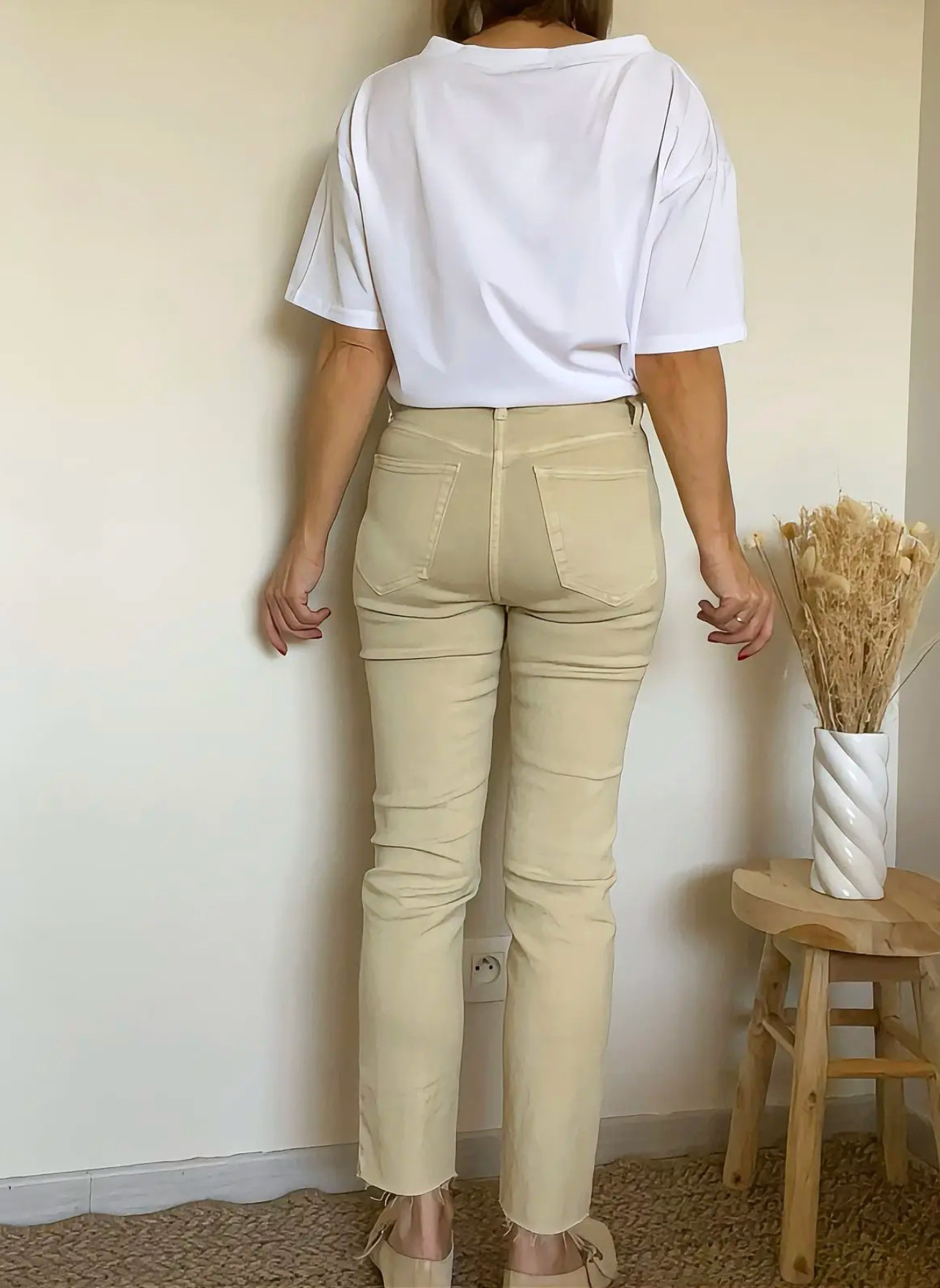 jean femme Harvey beige de dos