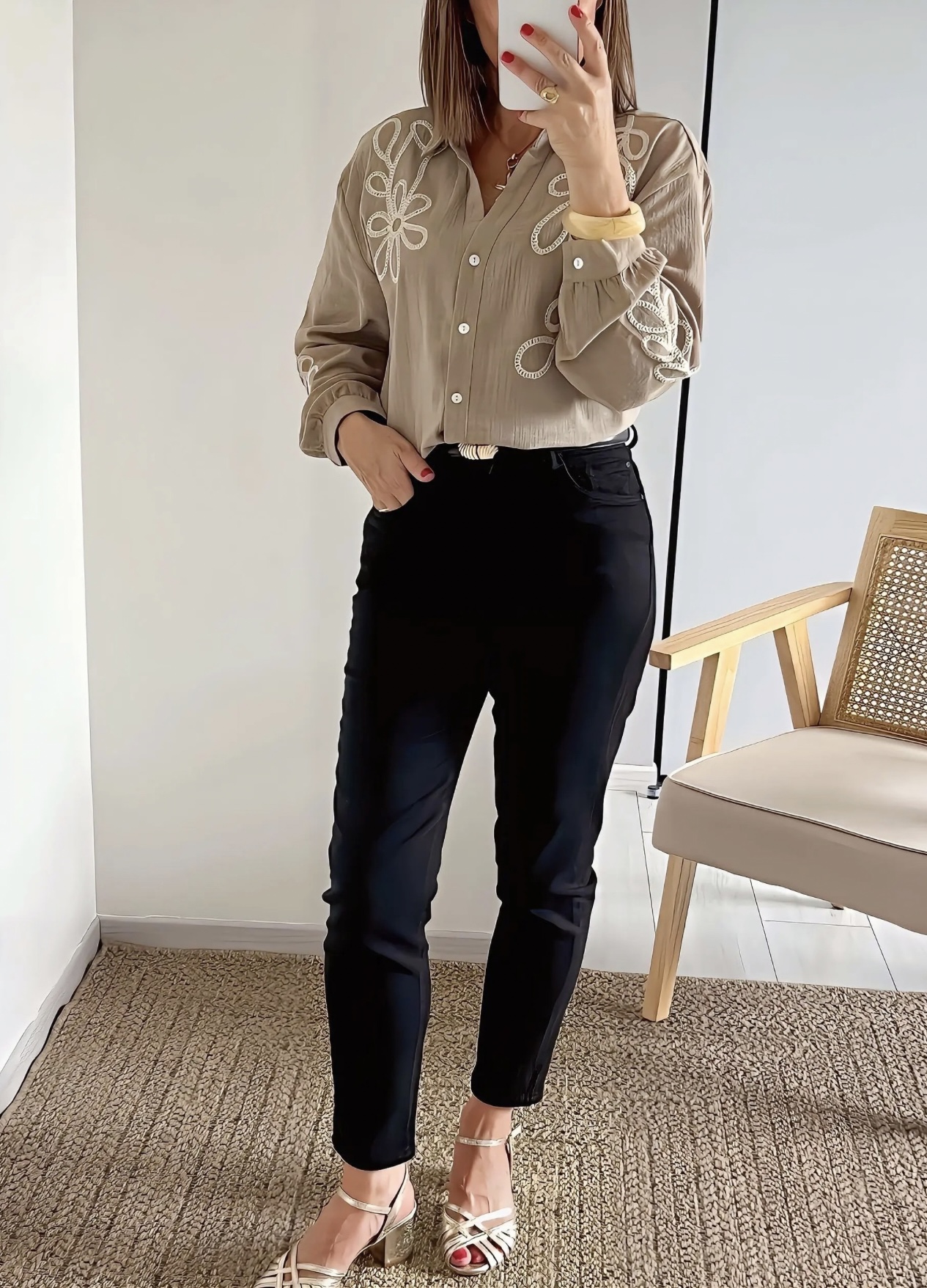 jean femme noir mom straight Bali