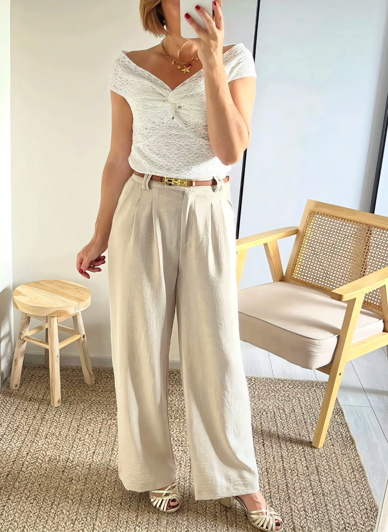 pantalon femme beige Elouan