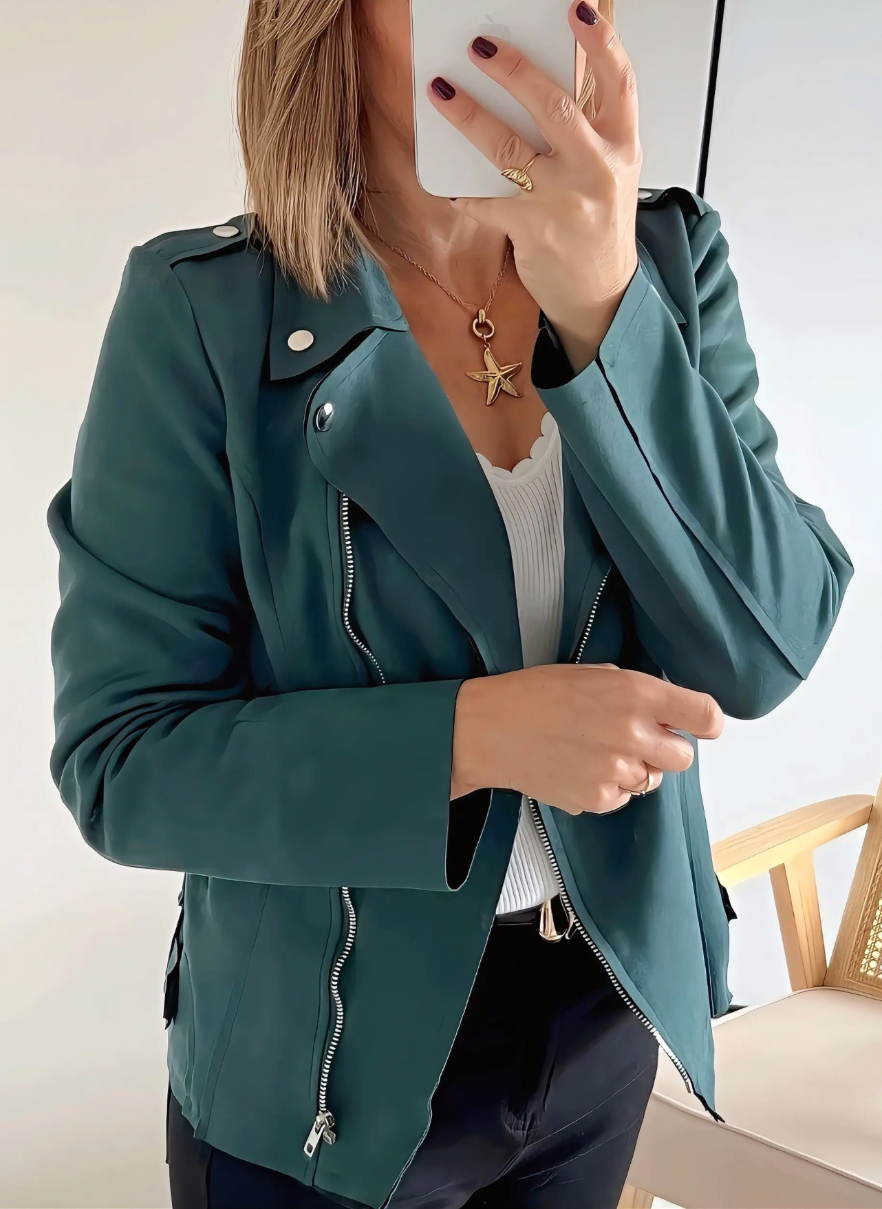 perfecto femme Lison vert sapin