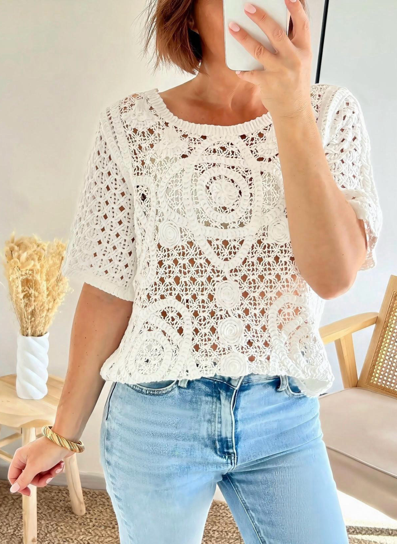 top en crochet blanc Clem