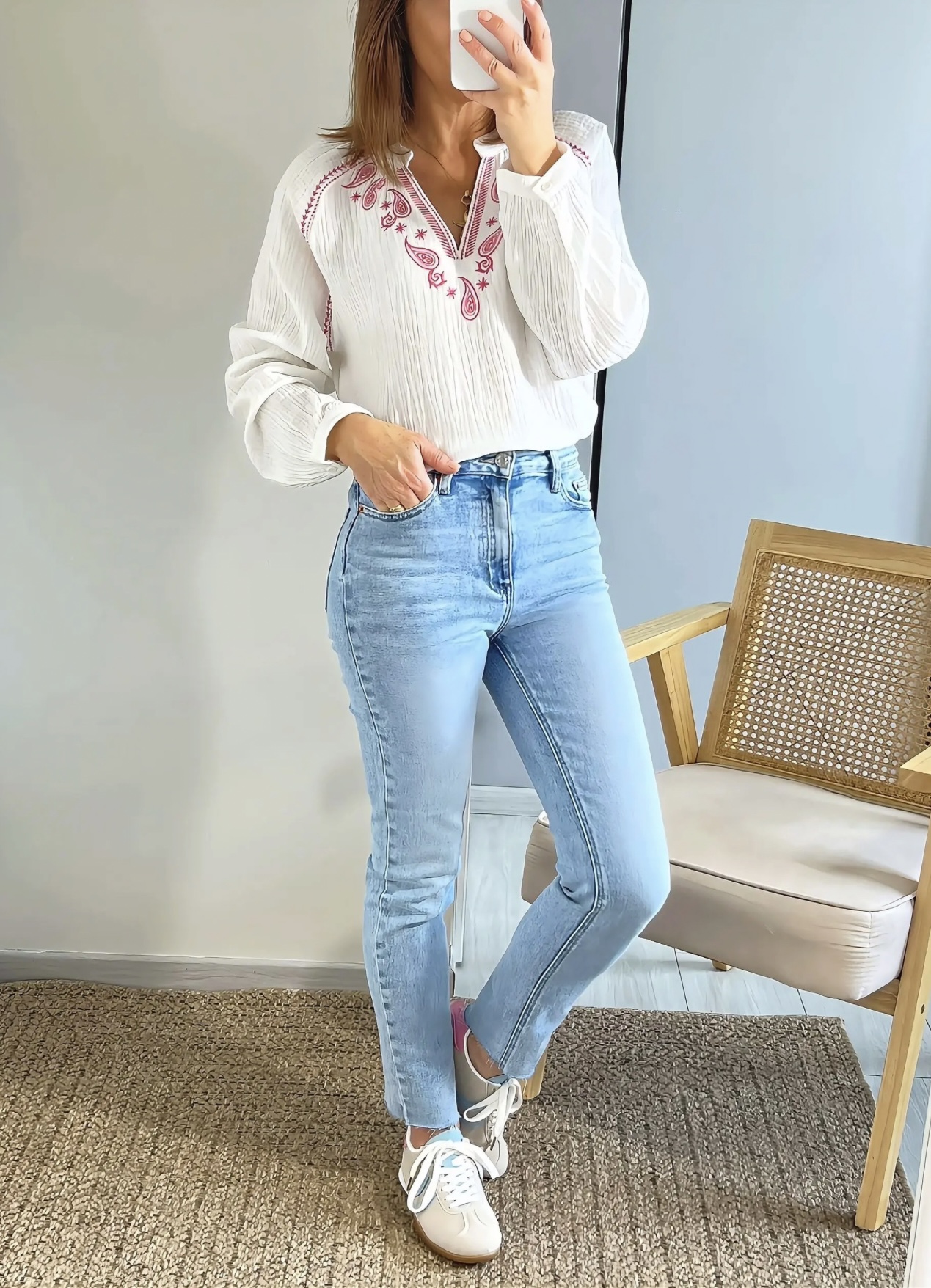 blouse femme Soline en coton brodé