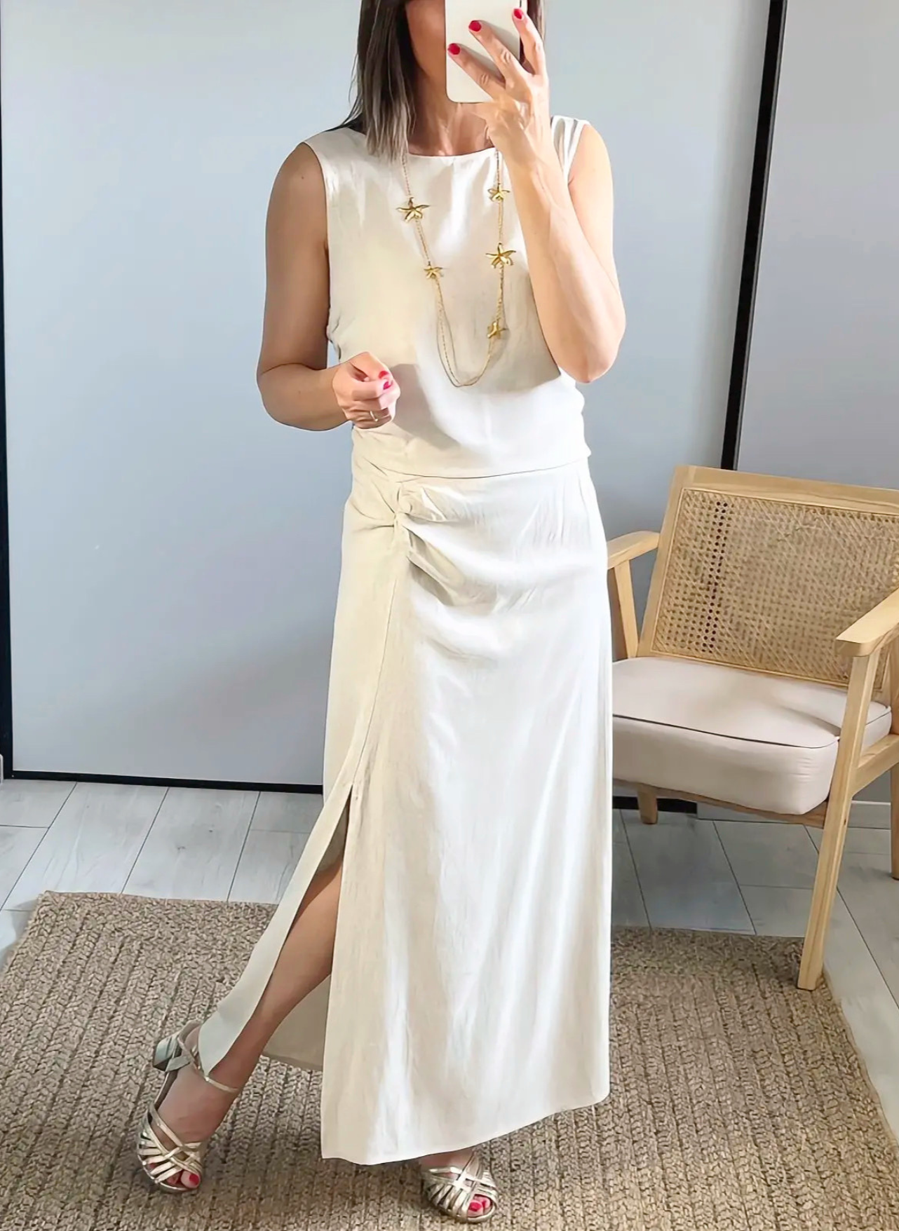 jupe longue beige femme Giulia