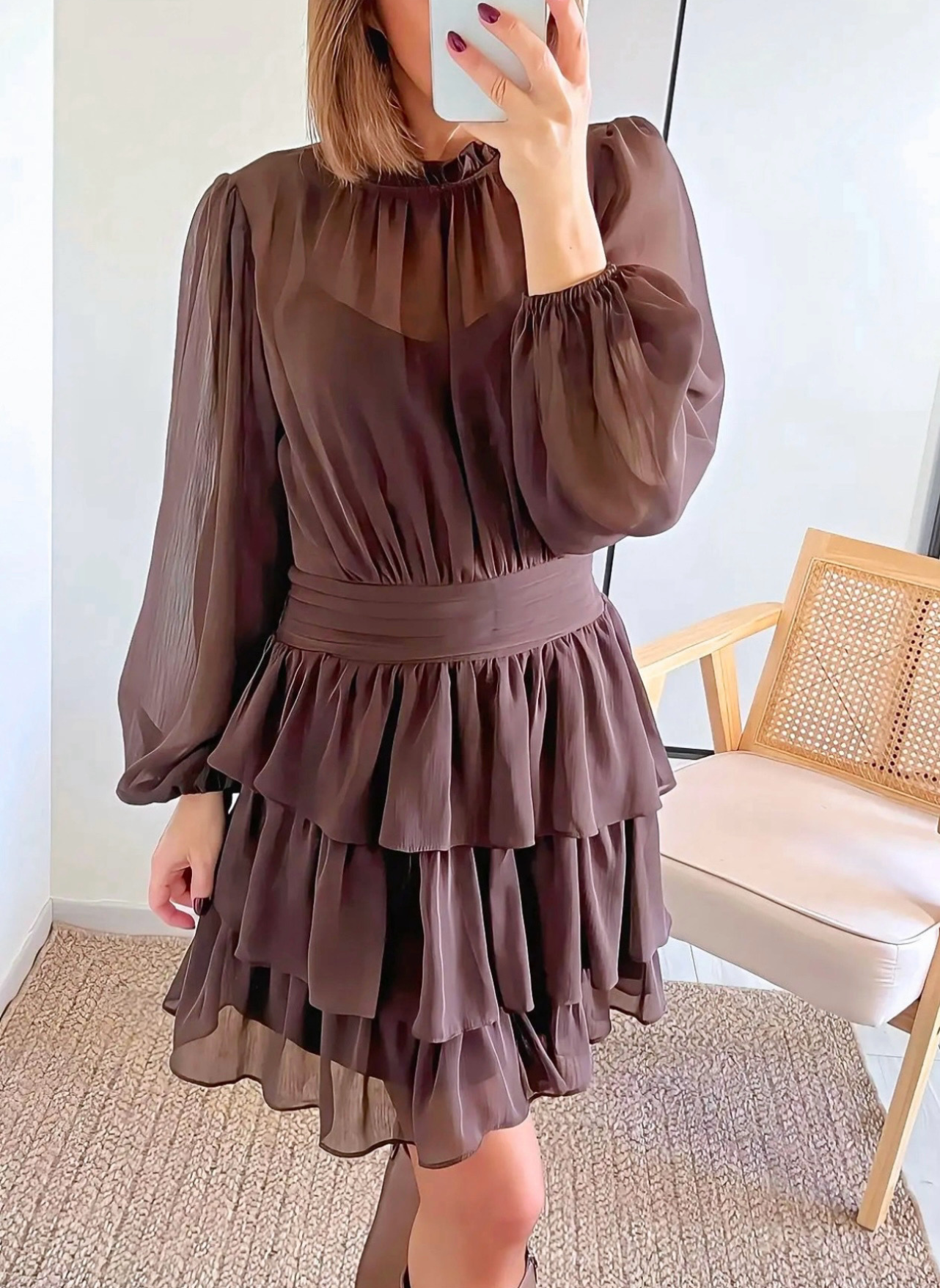 robe Meryl choco avec volants