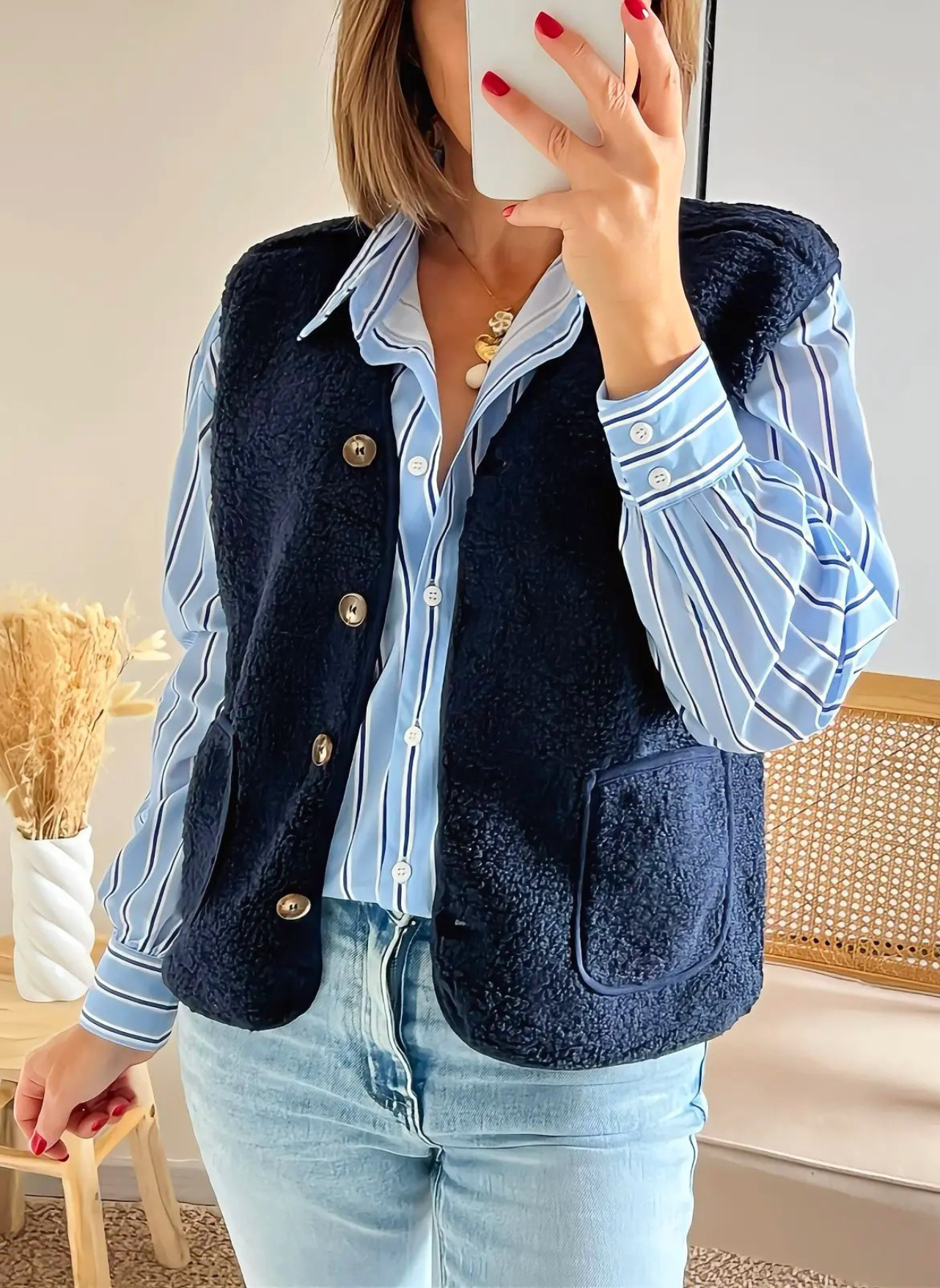 gilet femme Lennon mouton bleu marine
