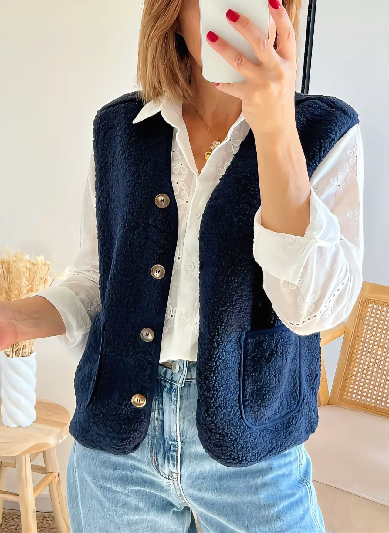 gilet Lennon femme mouton bleu marine