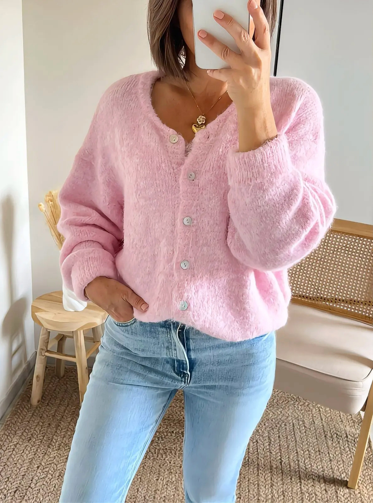 gilet rose clair Ezio femme
