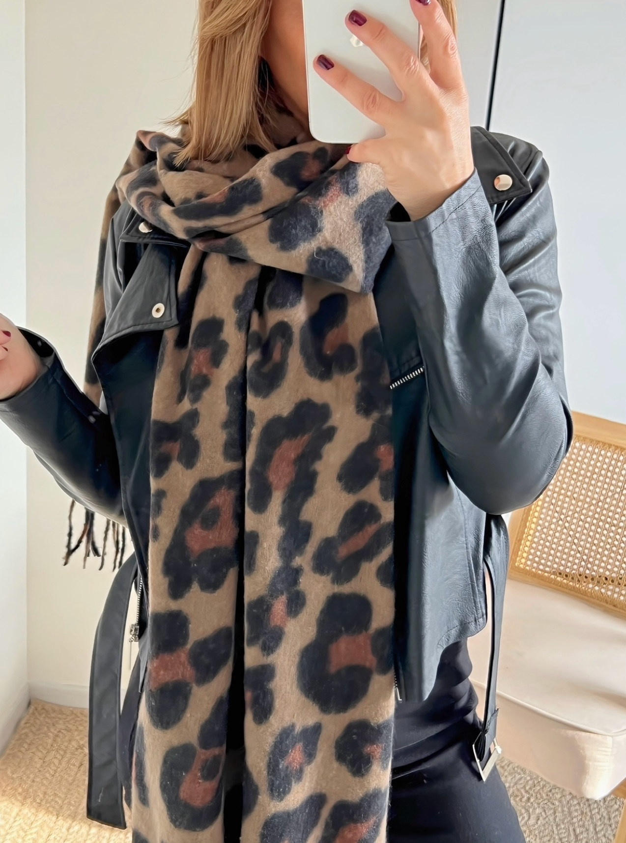 écharpe femme léopard taupe