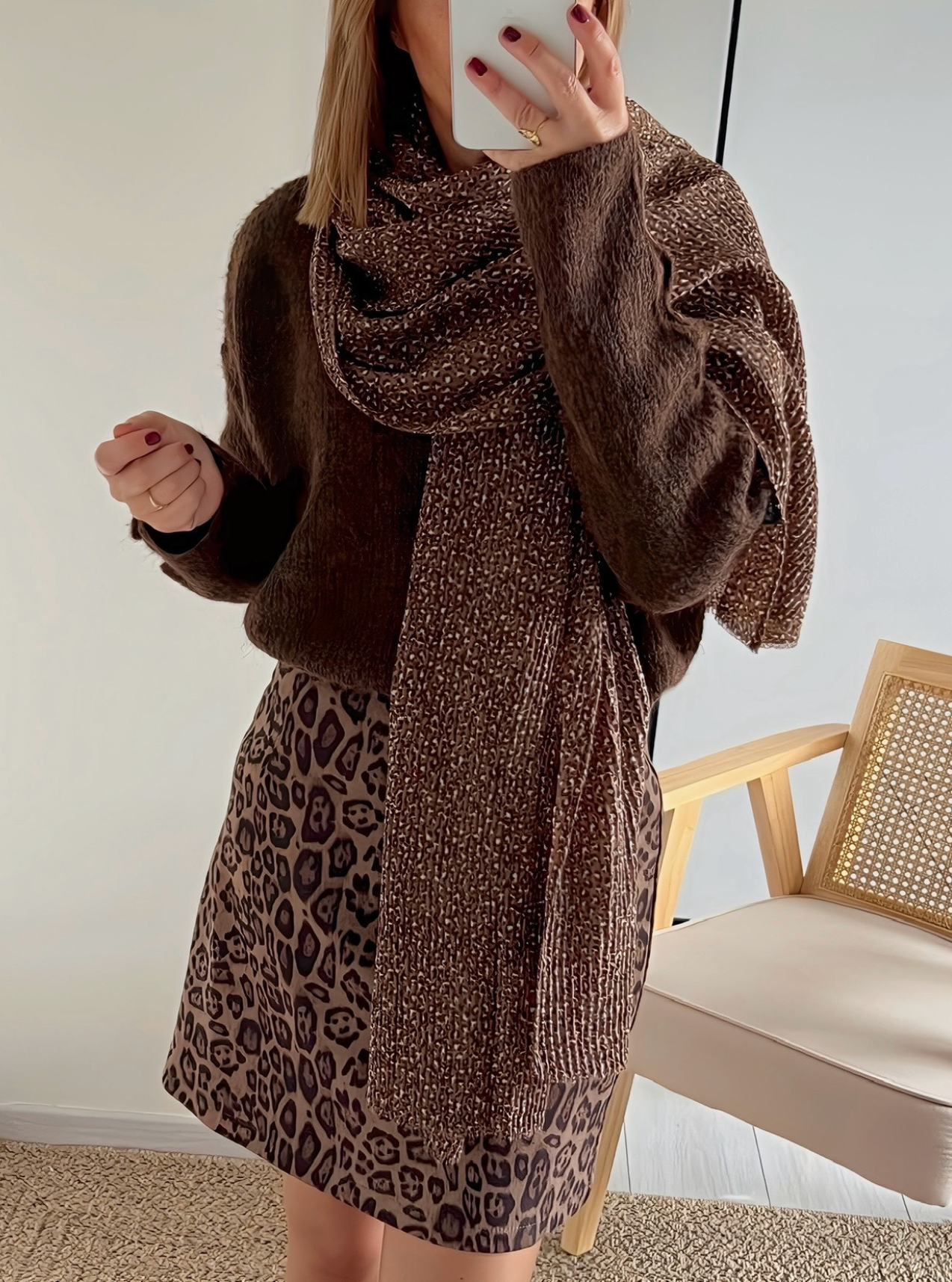 foulard Léo femme marron