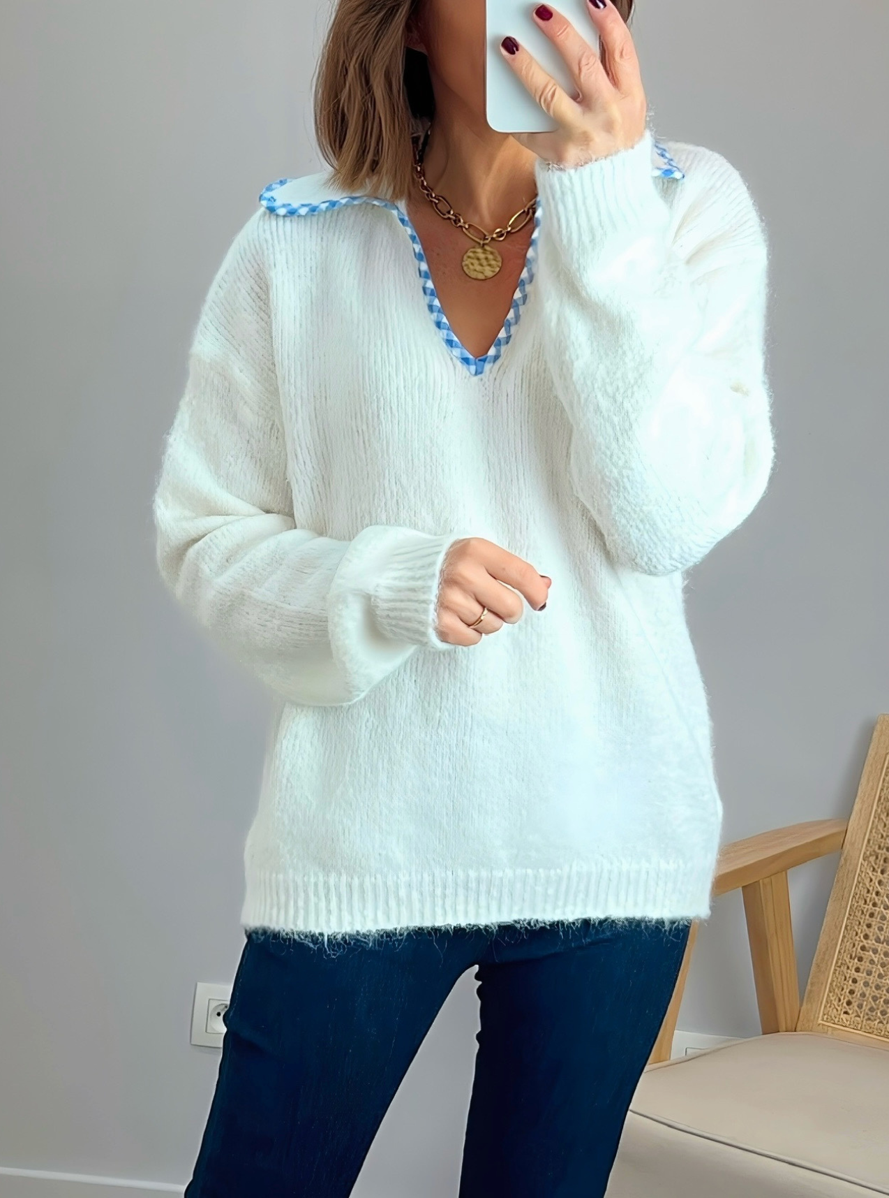 pull blanc femme Augustin