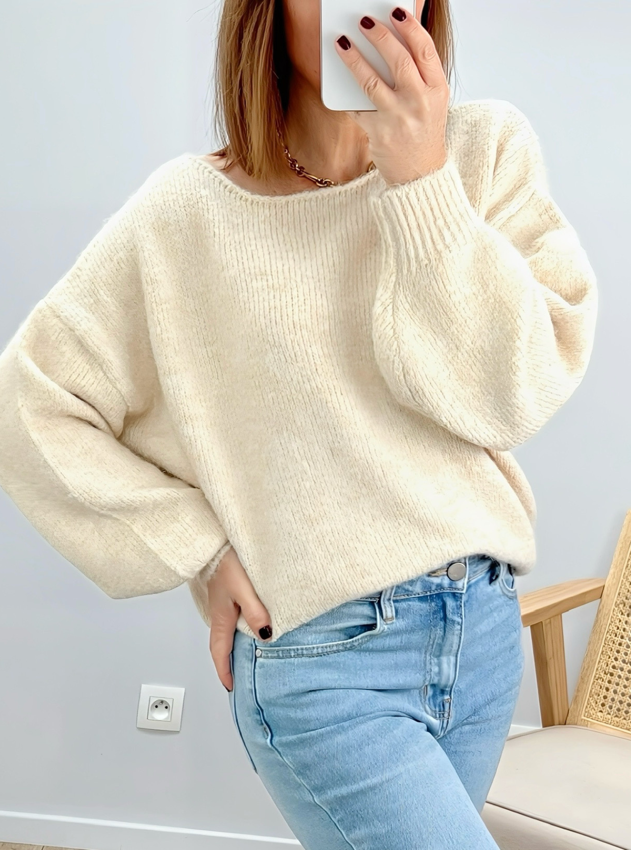 pull ample beige chiné Selim
