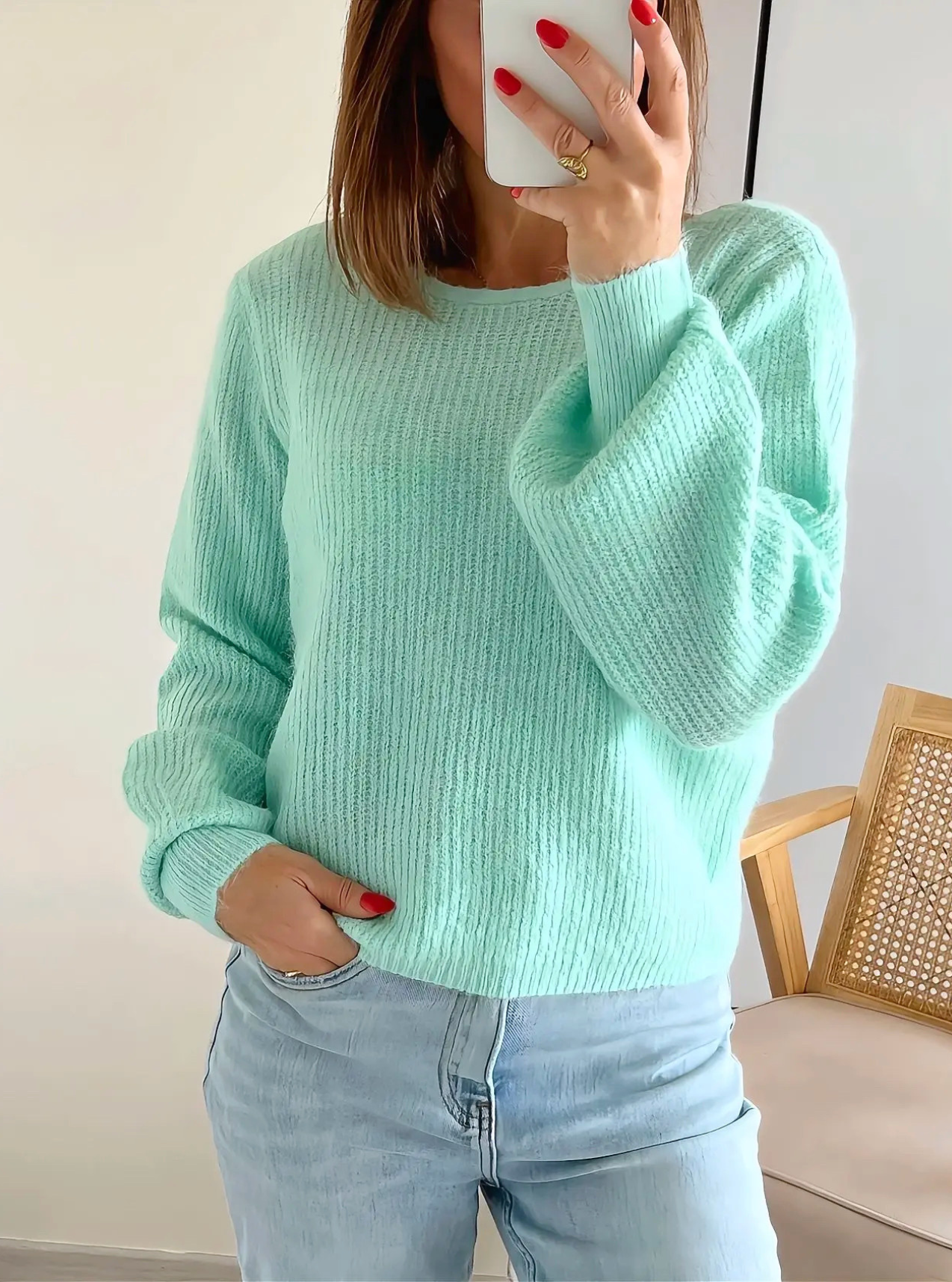 pull dos croisé vert menthe Ethan