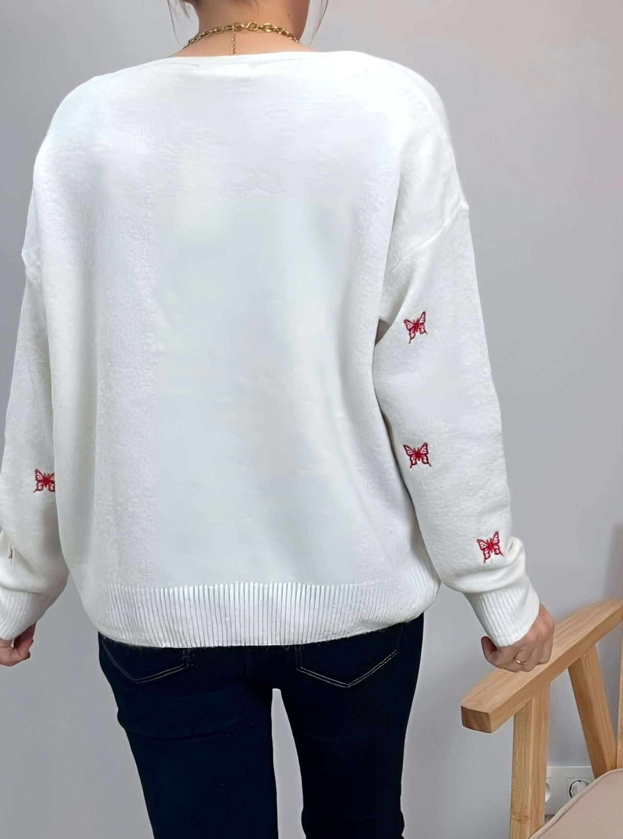 pull femme Birdy écru de dos