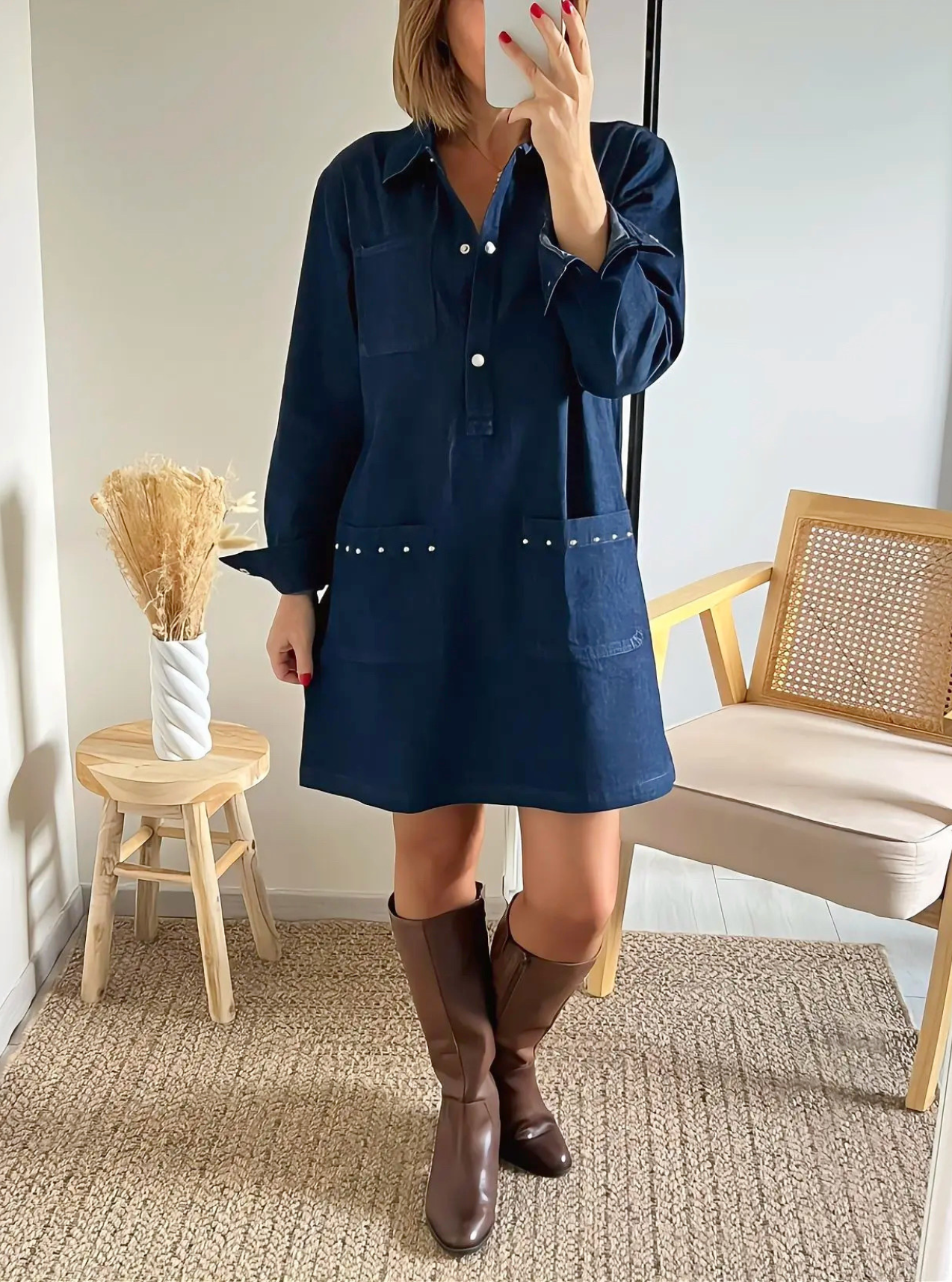 robe en jean Capucine bleu brut