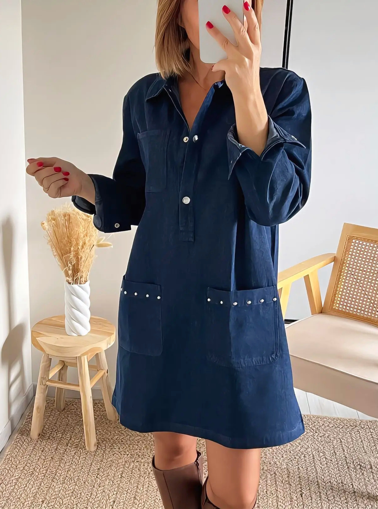 robe bleu brut en jean Capucine