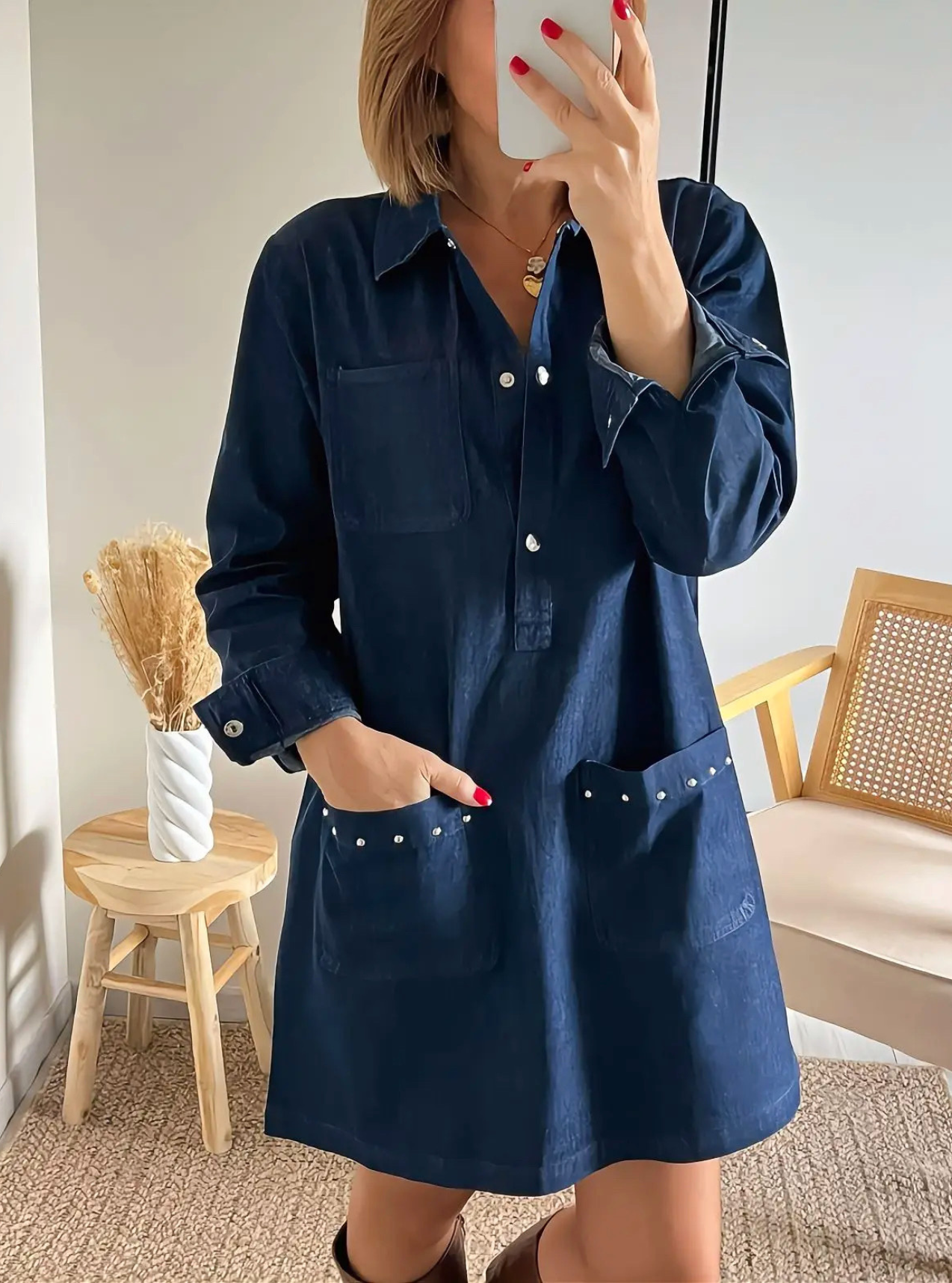 robe Capucine en jean bleu foncé