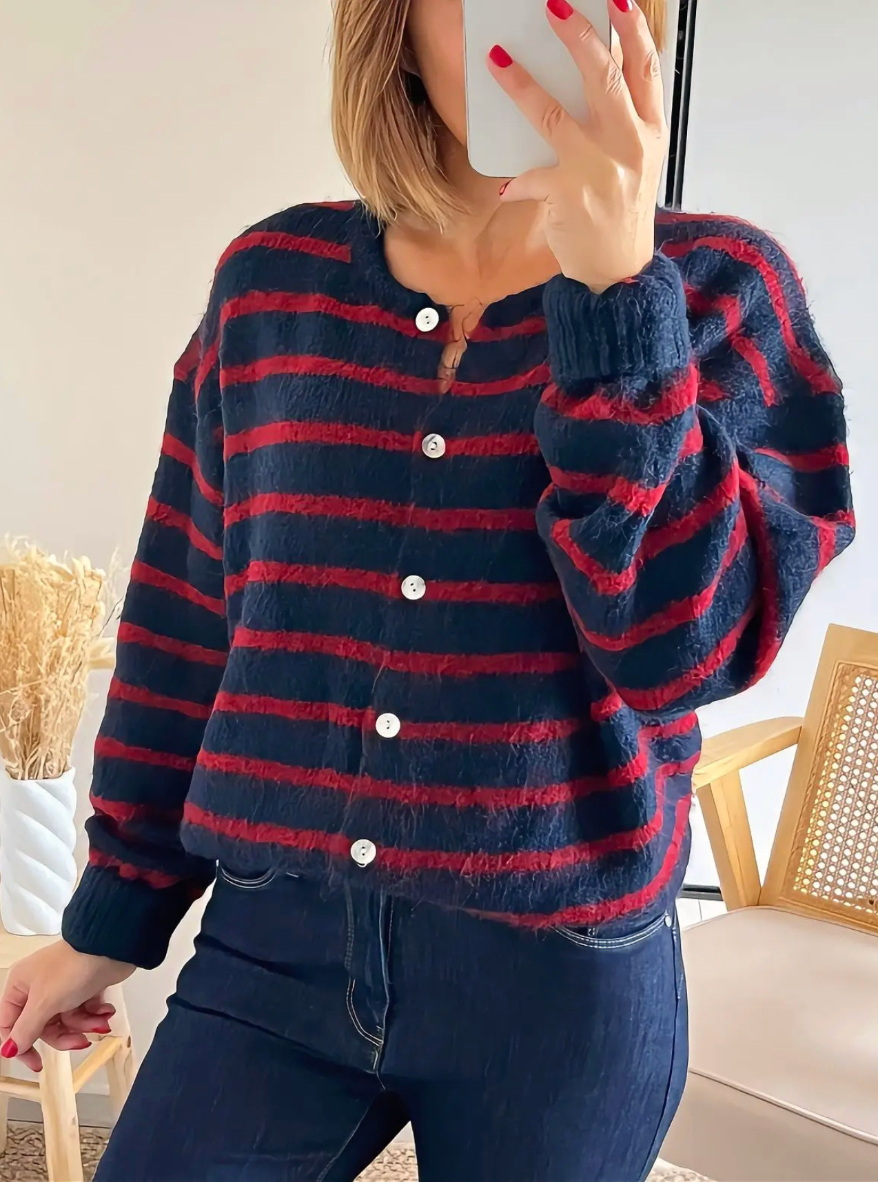 gilet femme doux Amir rayé
