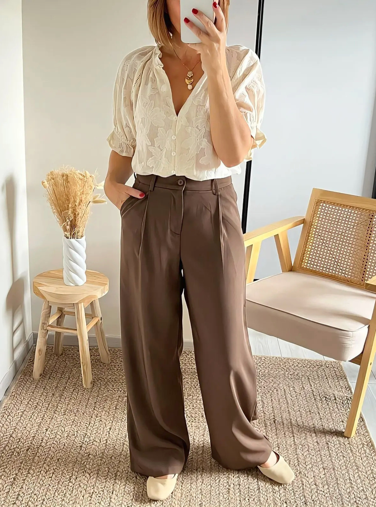 blouse manches courtes en dentelle Castille