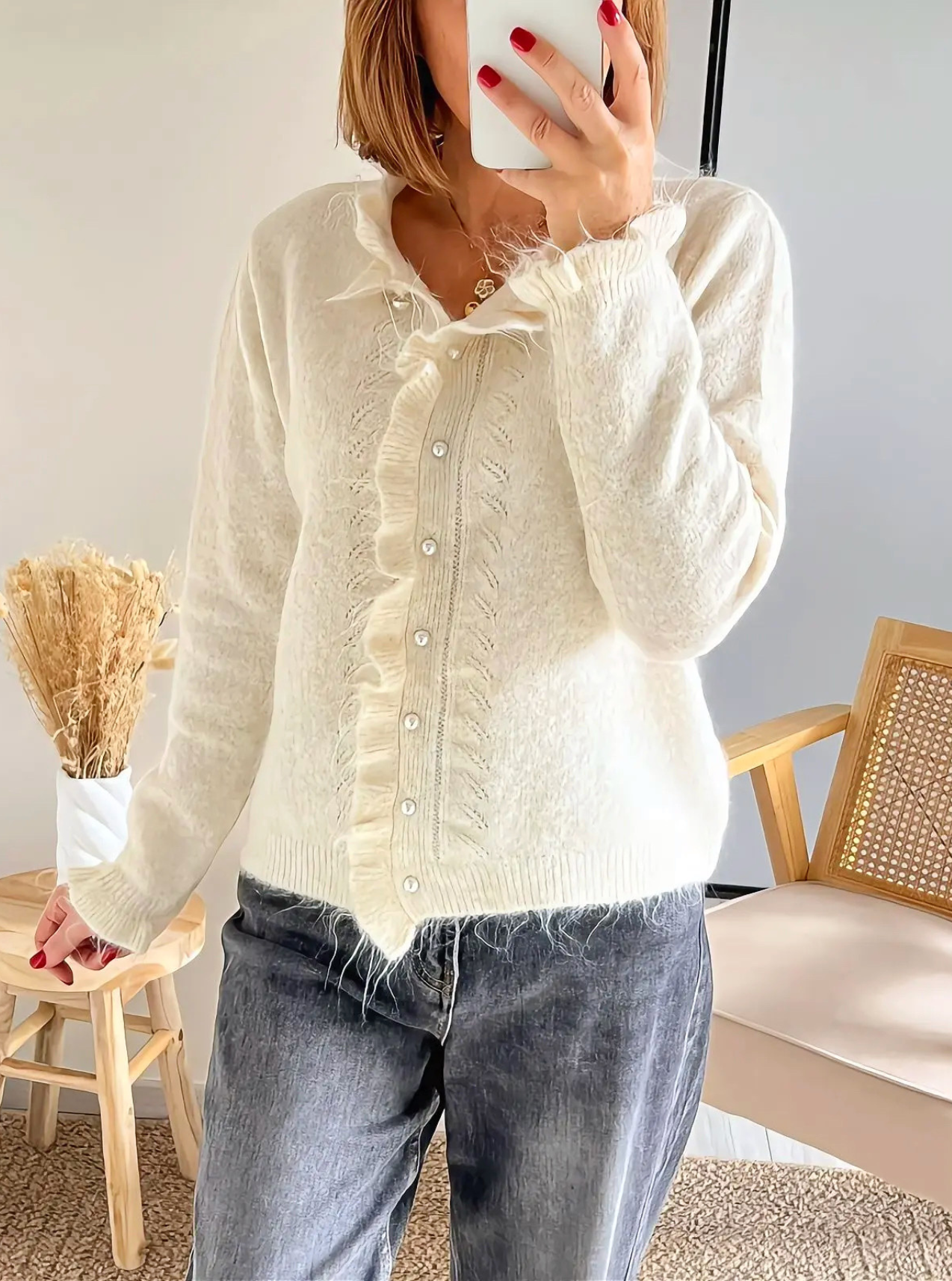 gilet Elly beige avec volants