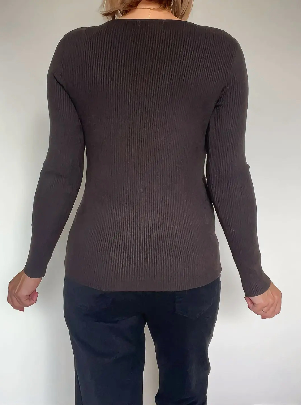 pull femme Mahé choco de dos