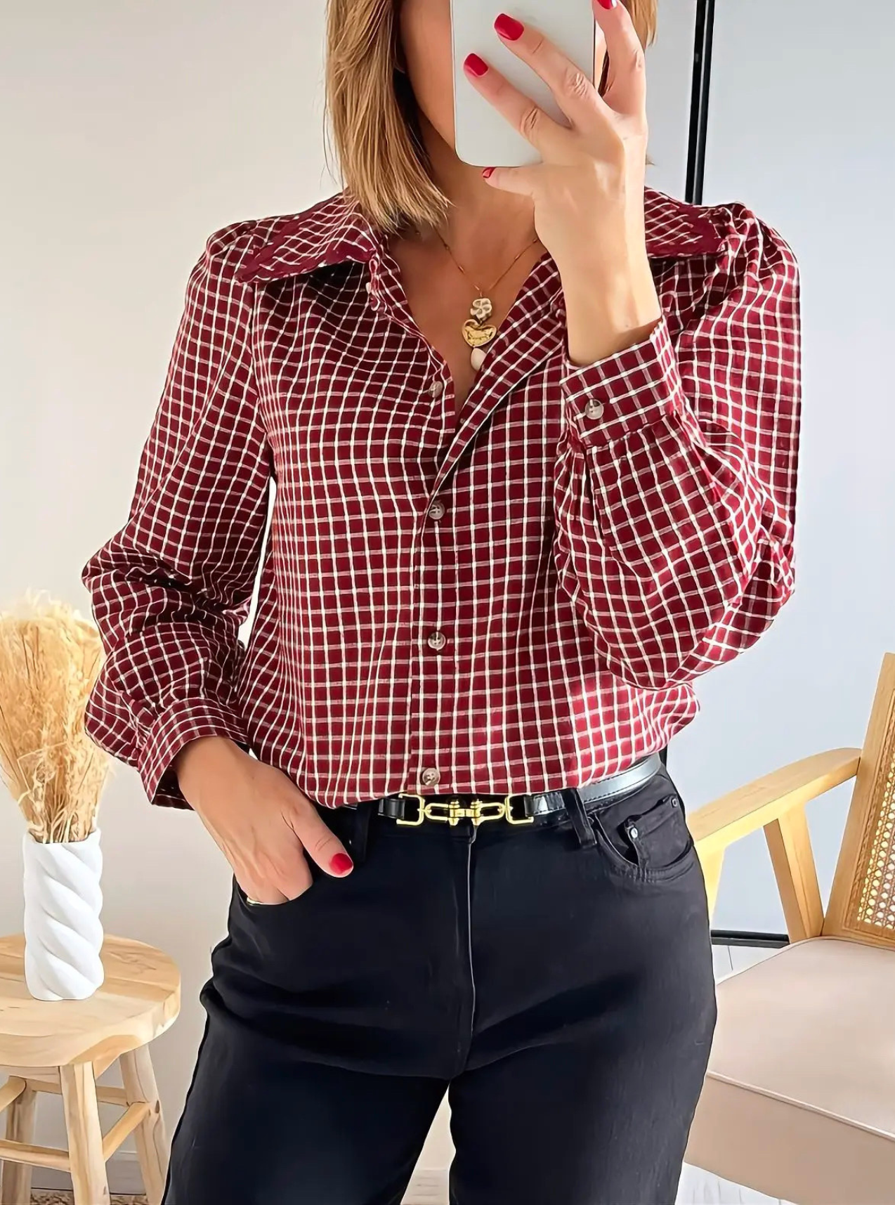 chemise à carreaux bordeaux Carline