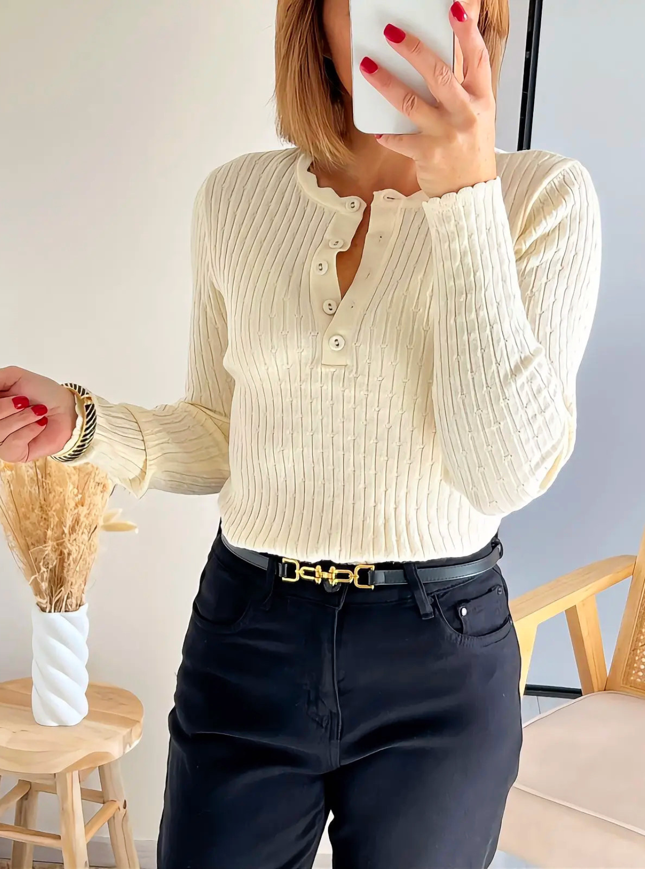 pull fin femme beige Mathis