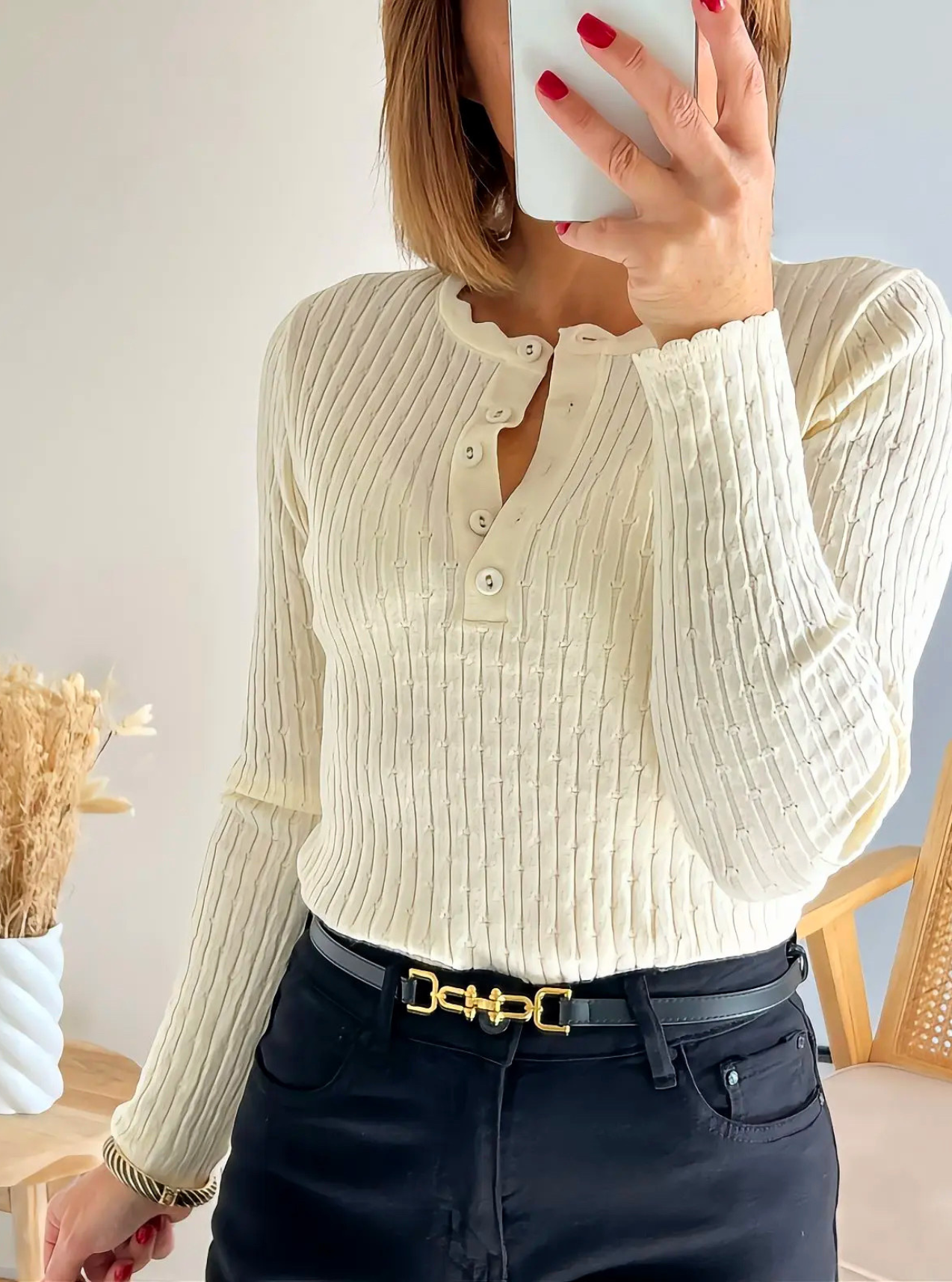 pull beige femme Mathis