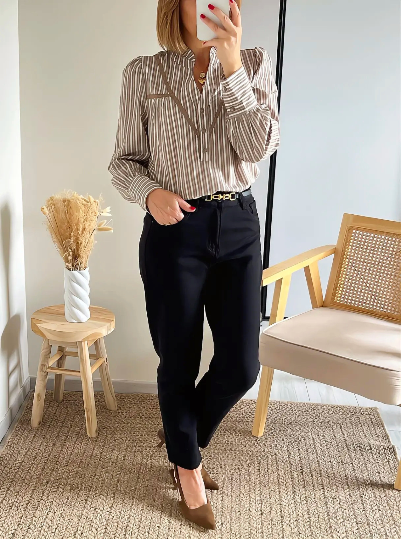 blouse femme marron rayée Jolia