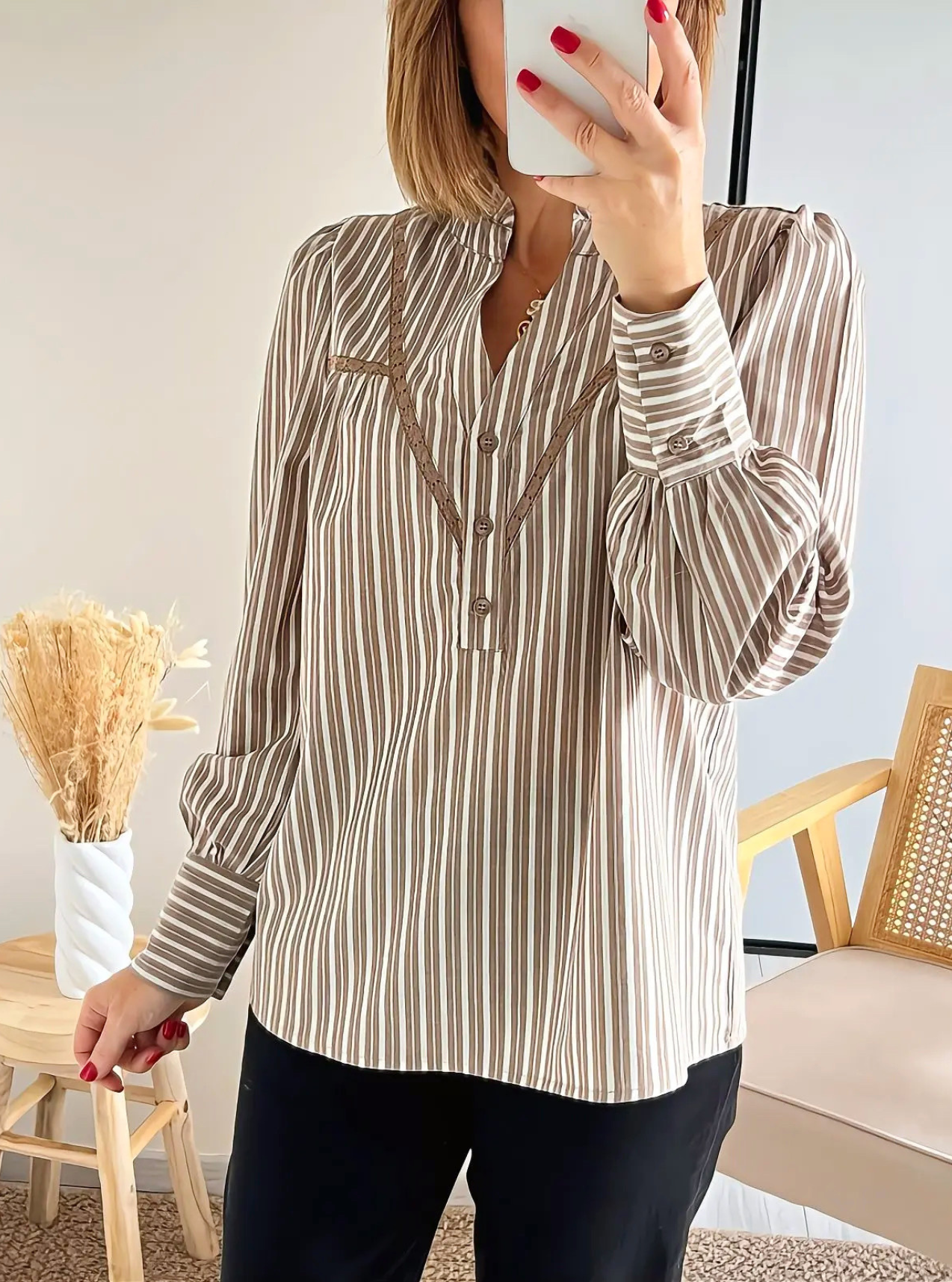blouse marron rayée Jolia