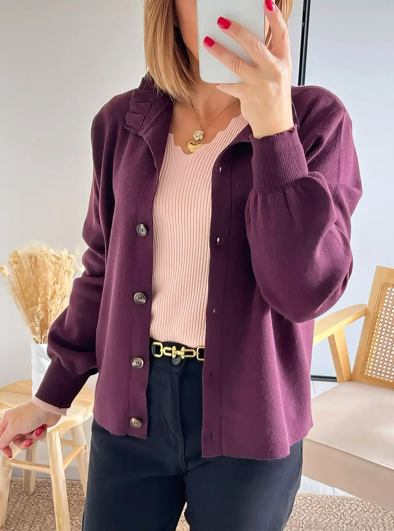 gilet doux prune Manolo