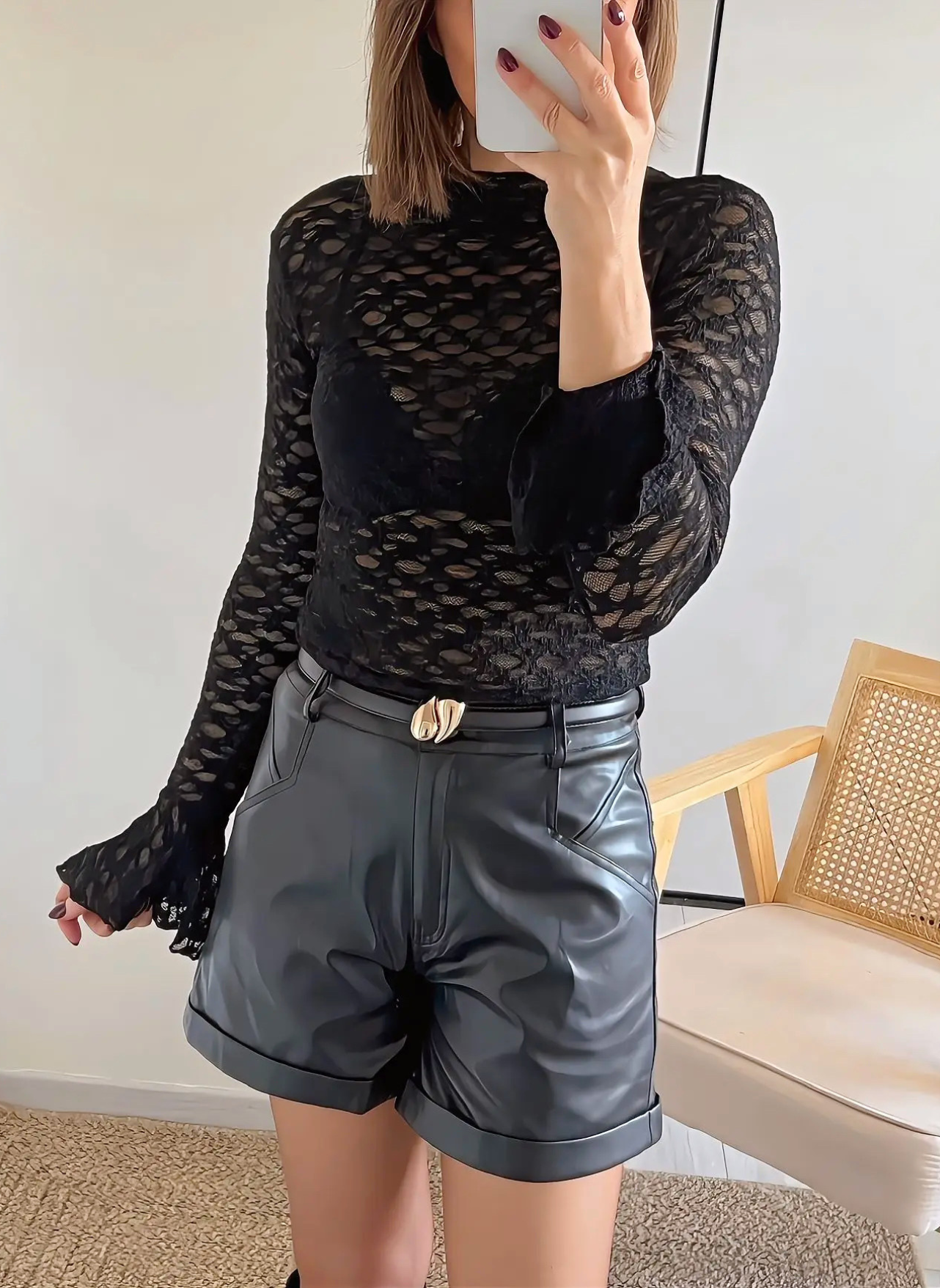 short femme noir Alex en simili