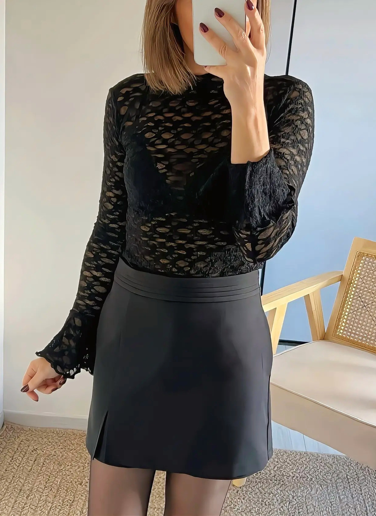 jupe-short femme Angela noire