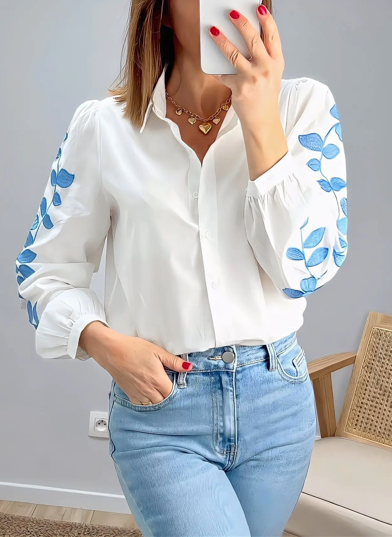 chemise Elba avec broderies sur les manches