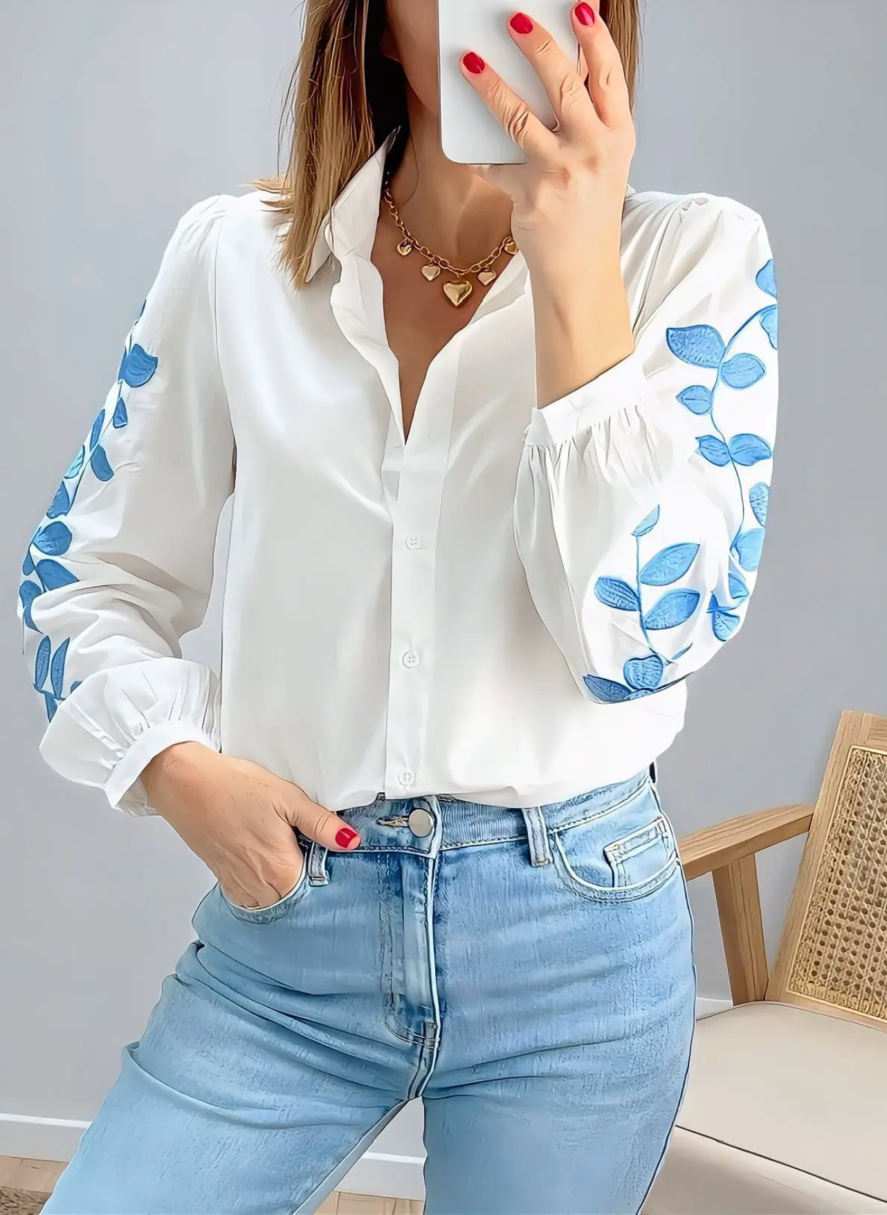 chemise elba en coton brodé