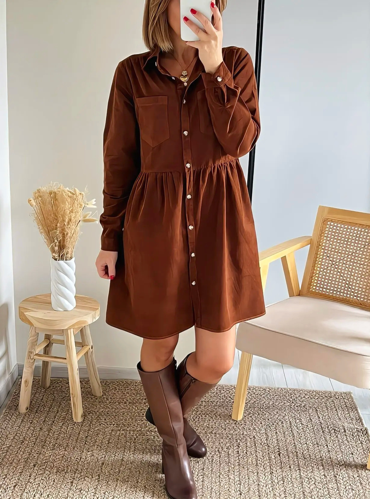 robe Asma camel en velours