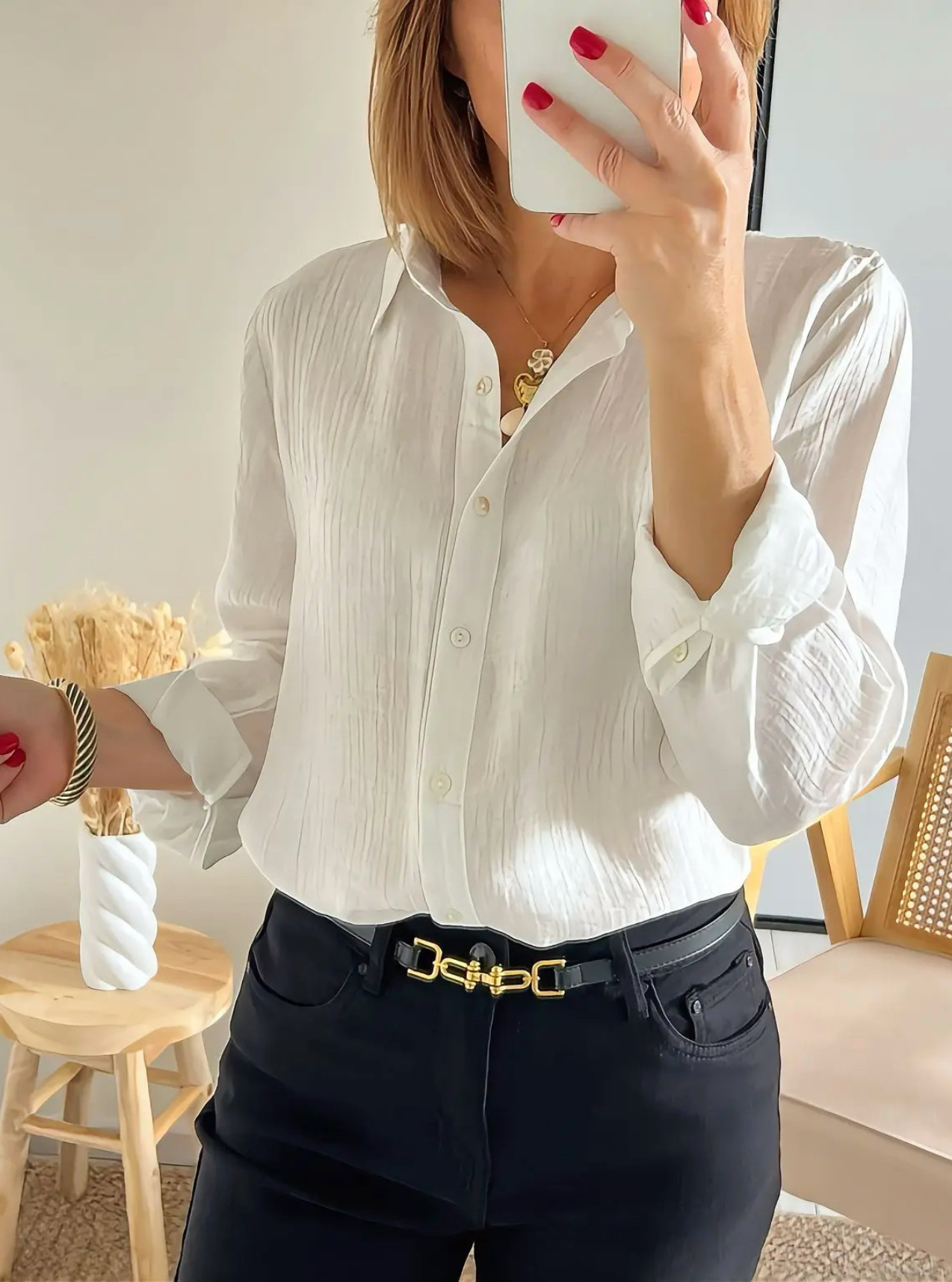 chemise femme blanche unie Flore