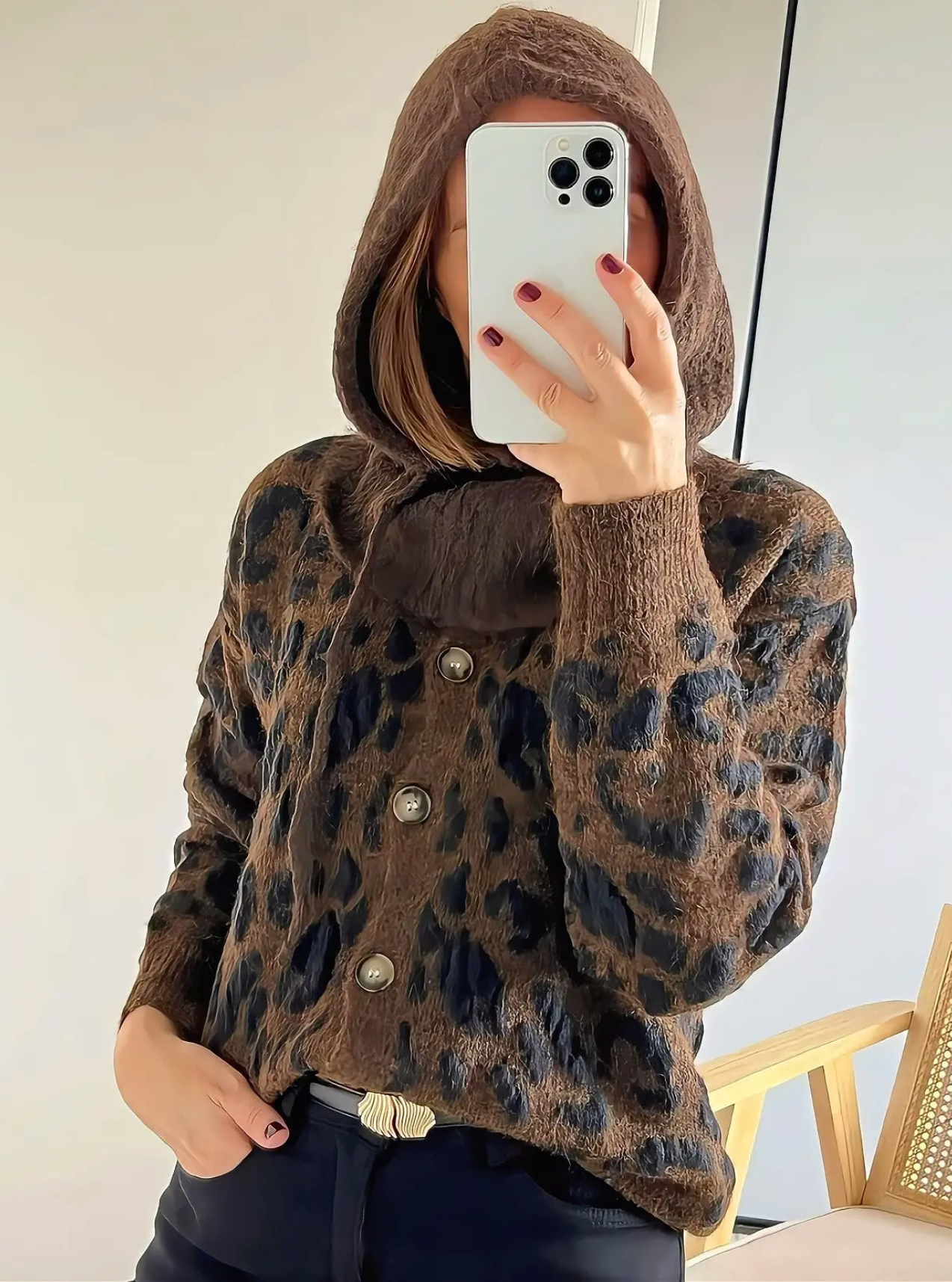 cagoule en laine marron Aglaé