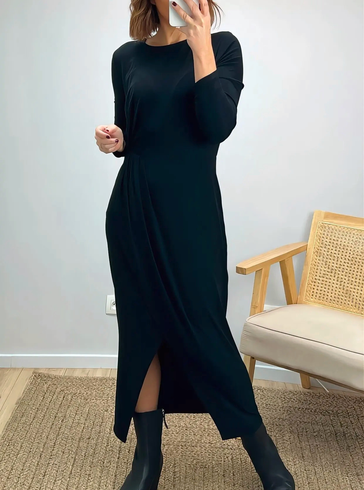 robe longue noire en coton Sarah
