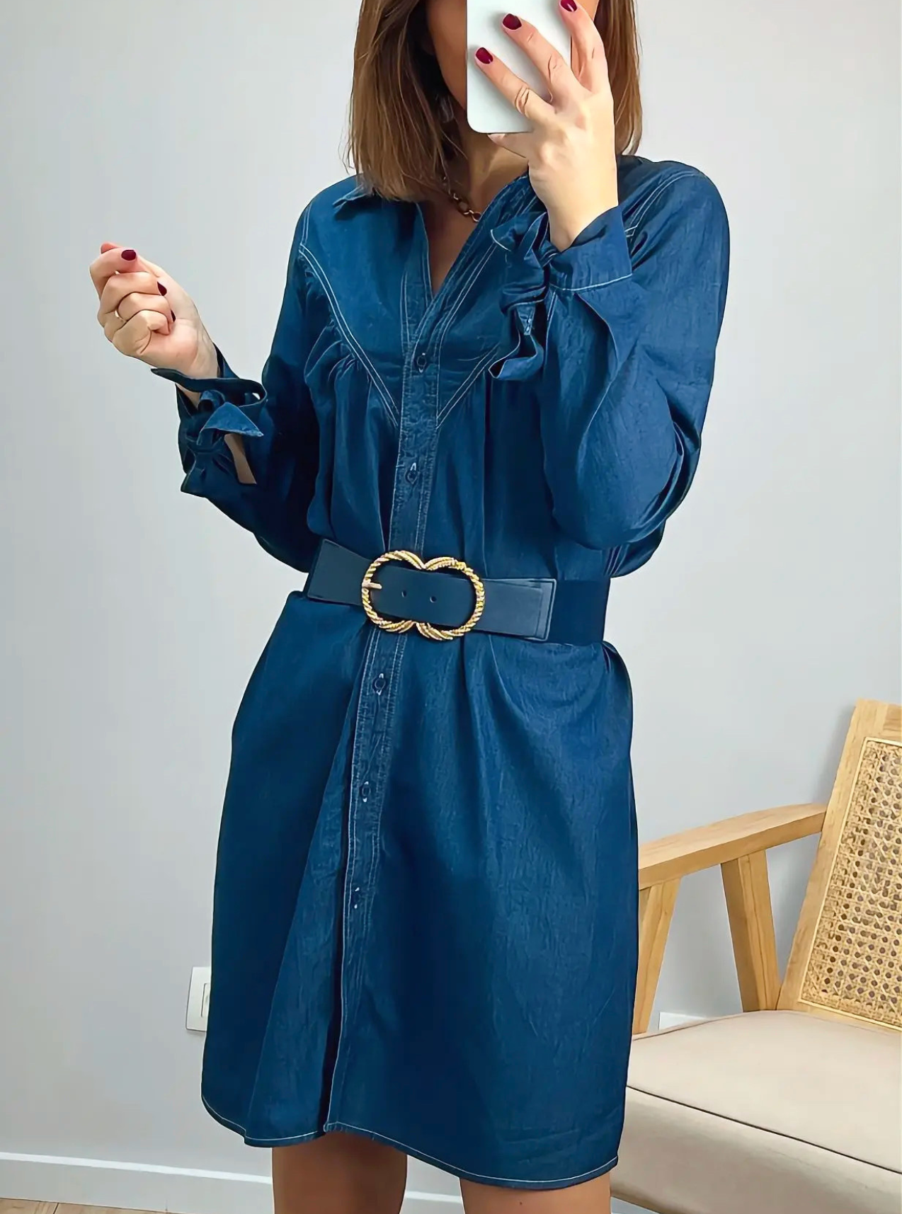 robe chemise bleu denim Sianna
