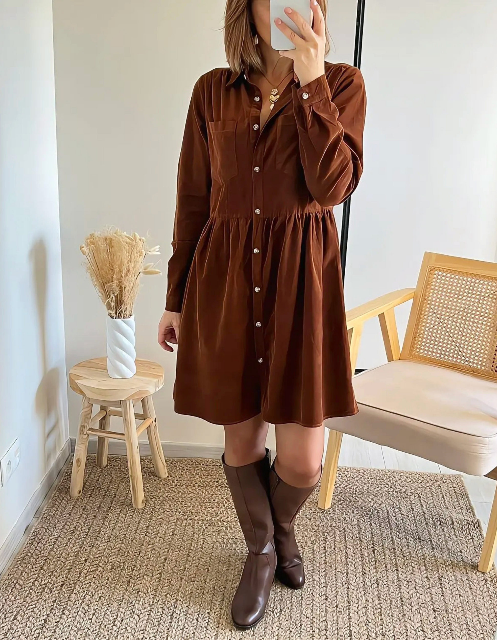 robe velours Asma camel