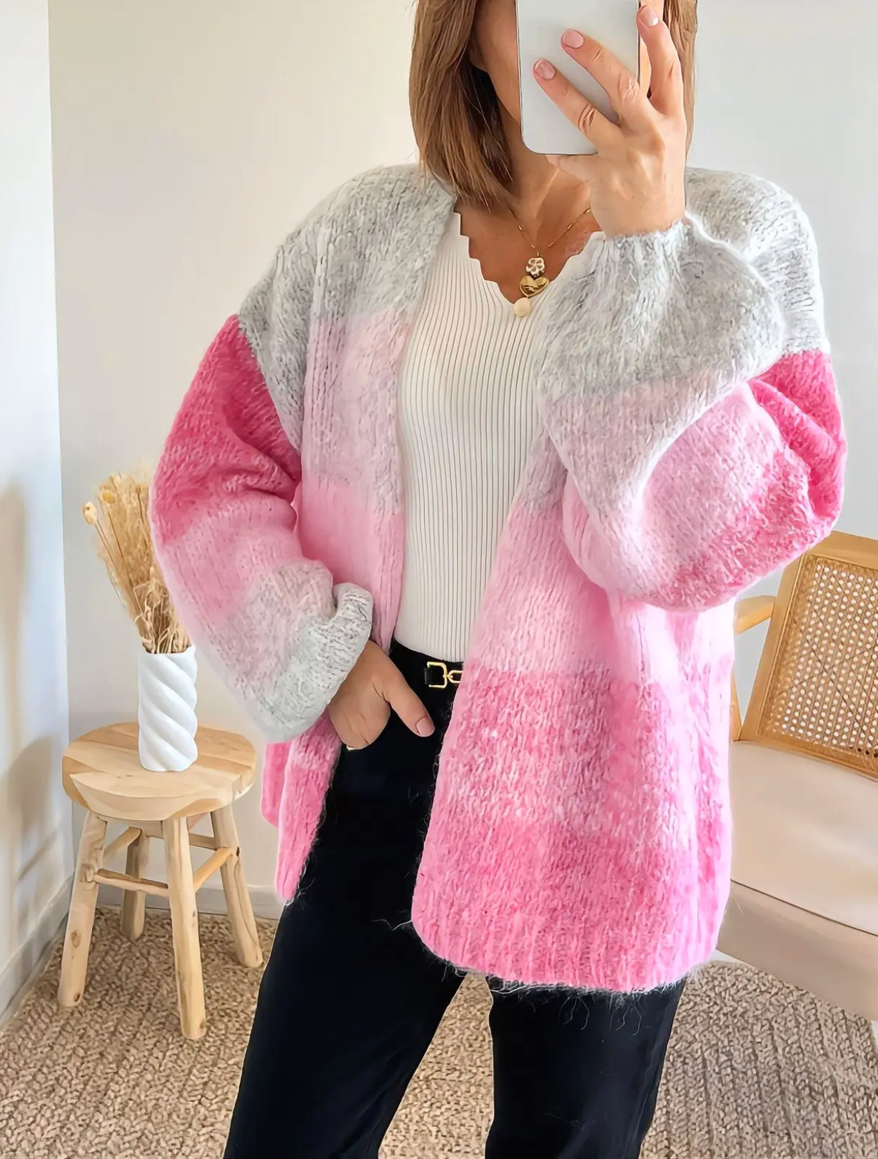 gilet doux femme Abel rose