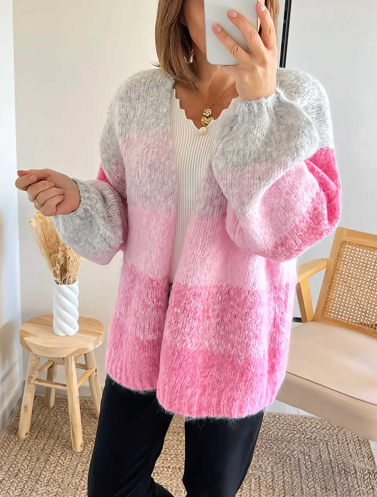 gilet rose et gris Abel
