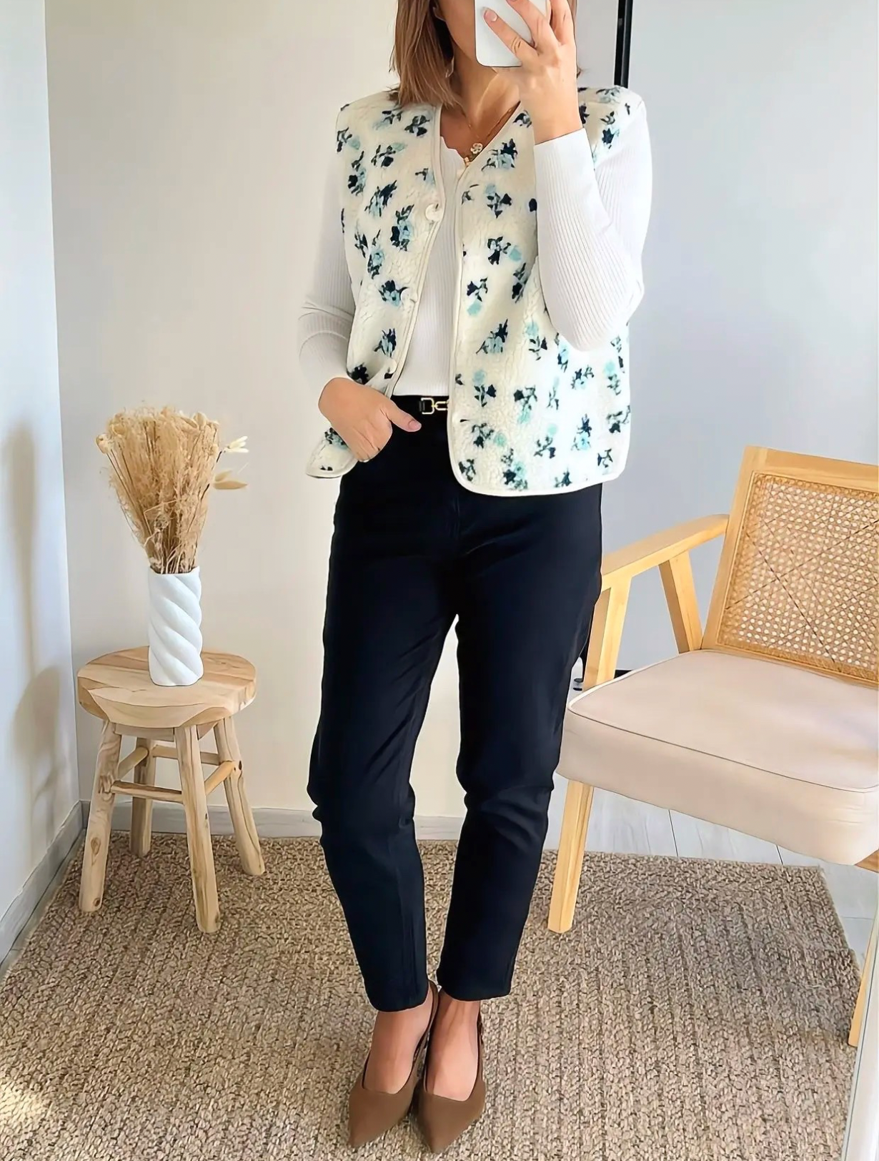 gilet fleuri sans manches Simon