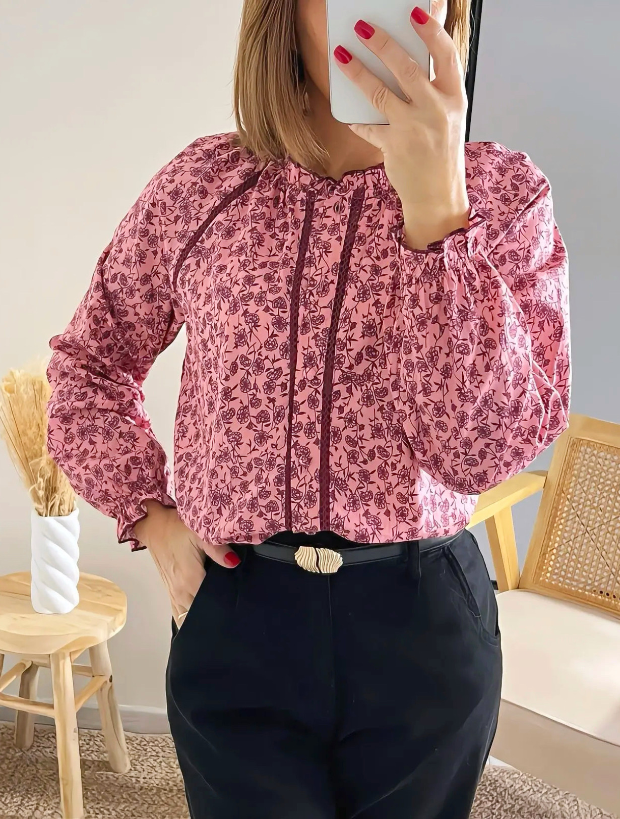 blouse fleurie Amalia rose