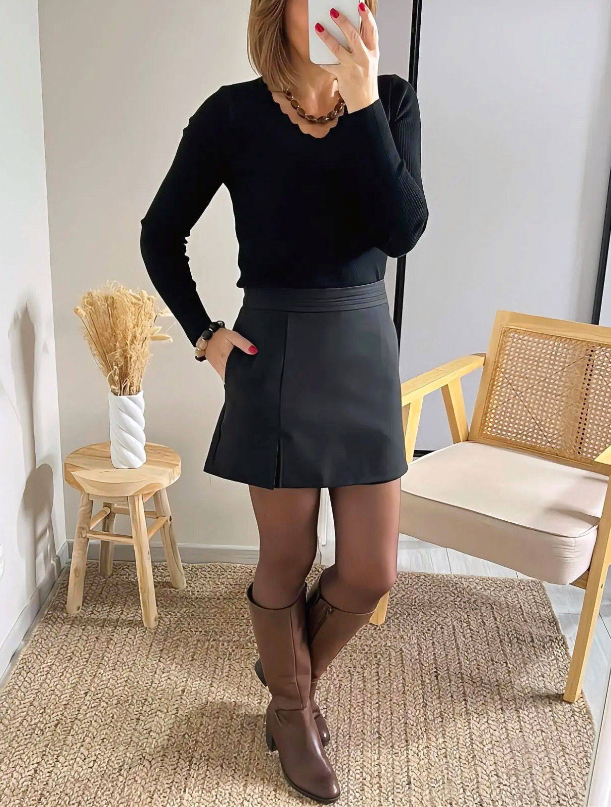 Jupe-short Angela & Pull Mahé noir