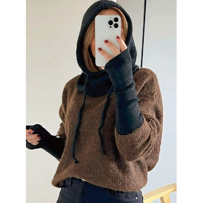 cagoule femme noire en laine Aglaé