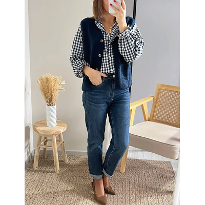 jean mom fit bleu foncé Eddy