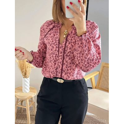 blouse Amalia rose imprimée